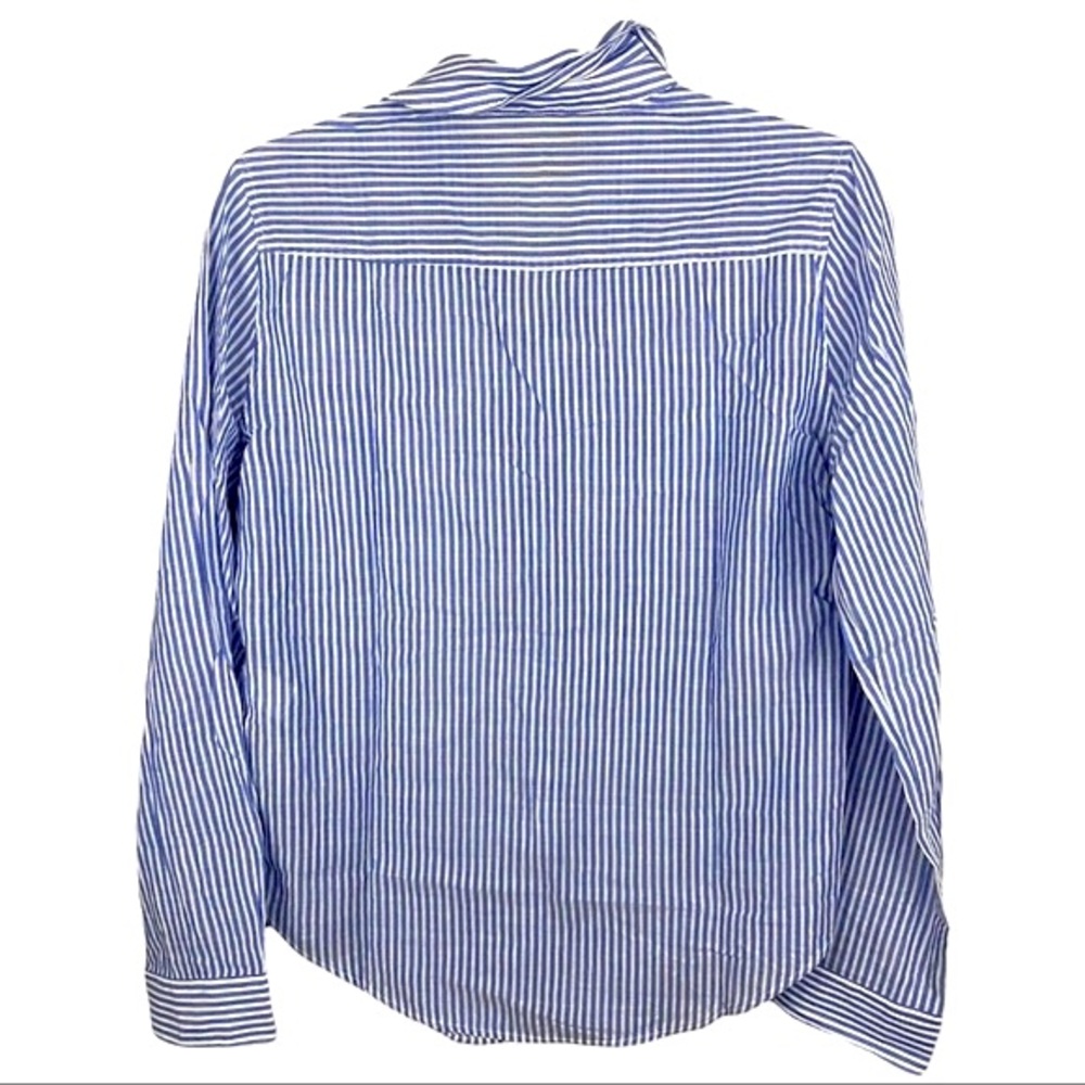 LILLY PULITZER Sea View Button Down Top Coastal Blue Lightweight Oxford Stripe - Picture 5 of 9